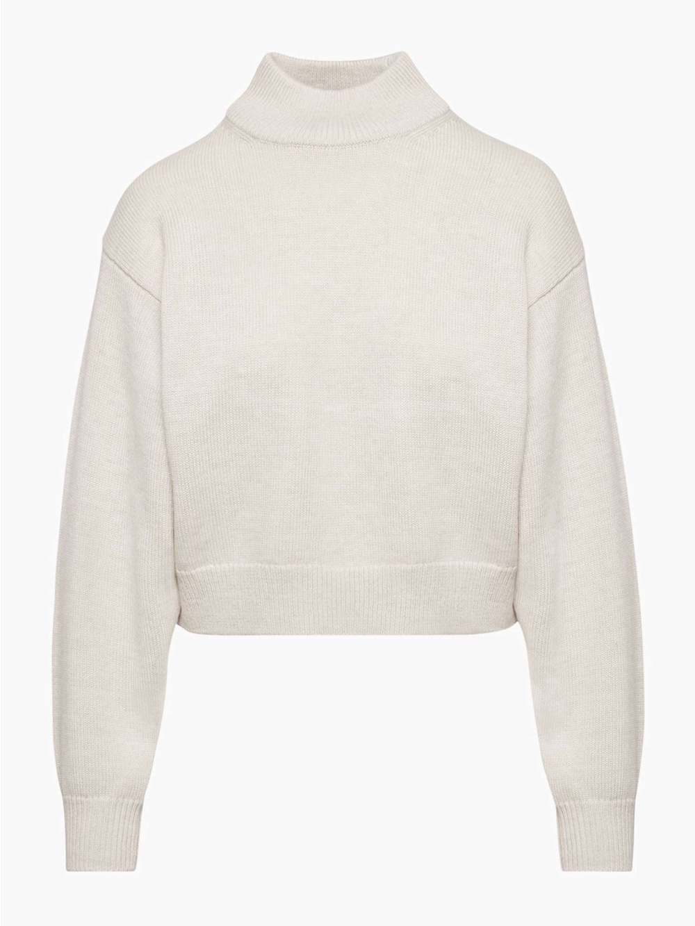 Wilfred Free Harper Sweater Merino Wool Cropped Turtleneck Beige 2XS